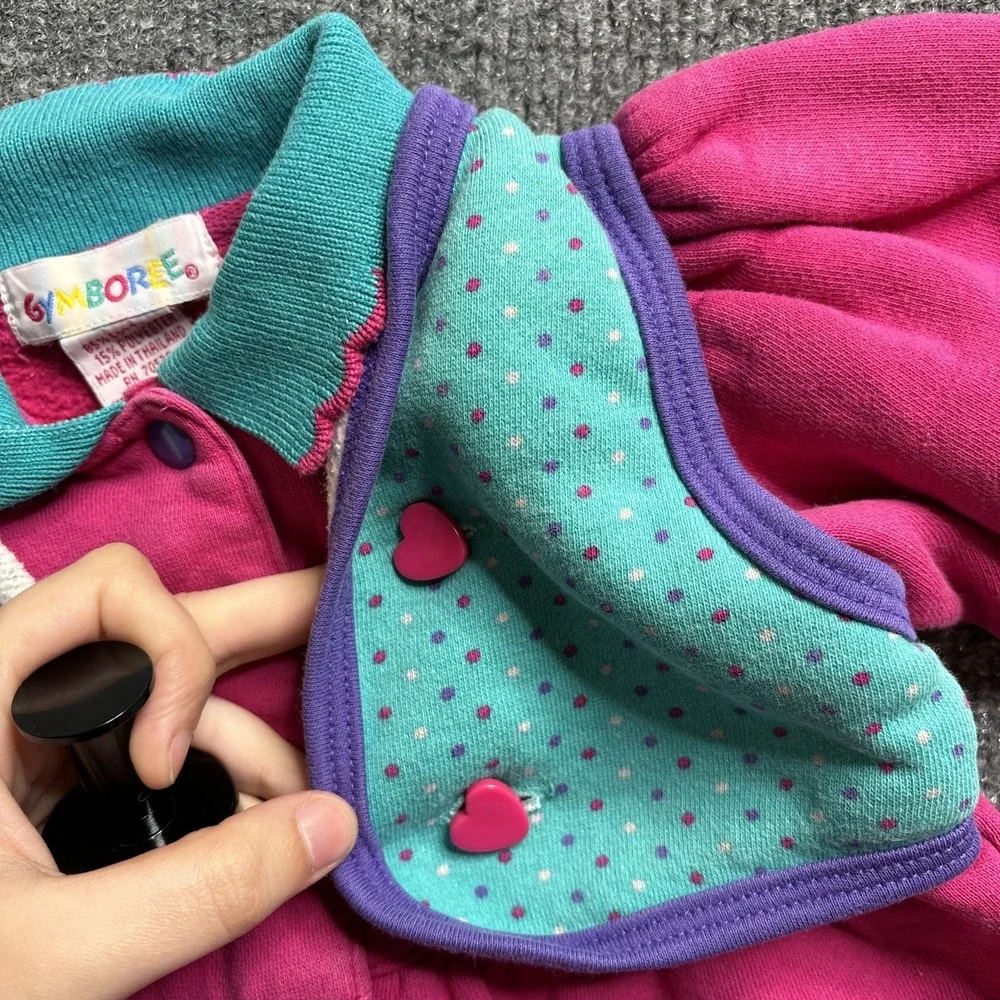 Vintage 90s Gymboree Girl Romper Pink‎ Dots Vest Purple Pink Rainbow Tag Infant